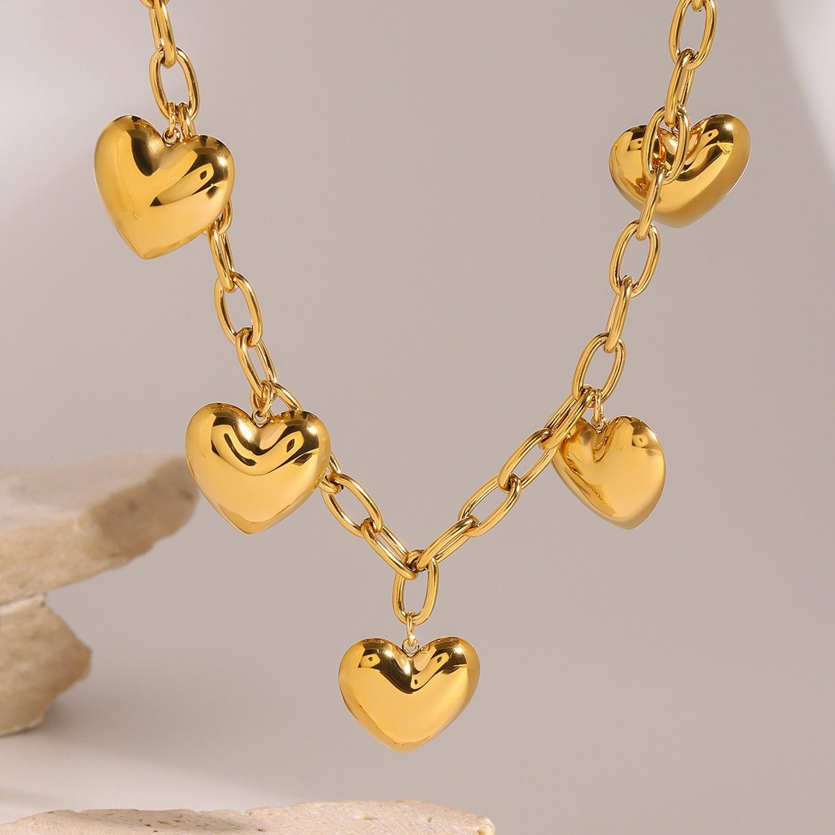 18K gold chain with heart - shaped design high - end necklace - PetPoy Shop