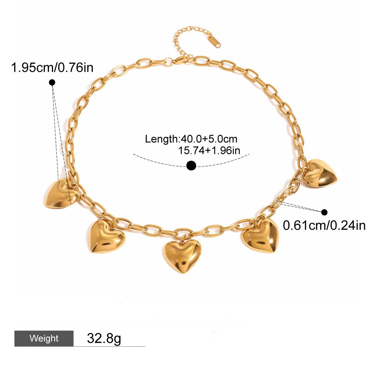 18K gold chain with heart - shaped design high - end necklace - PetPoy Shop