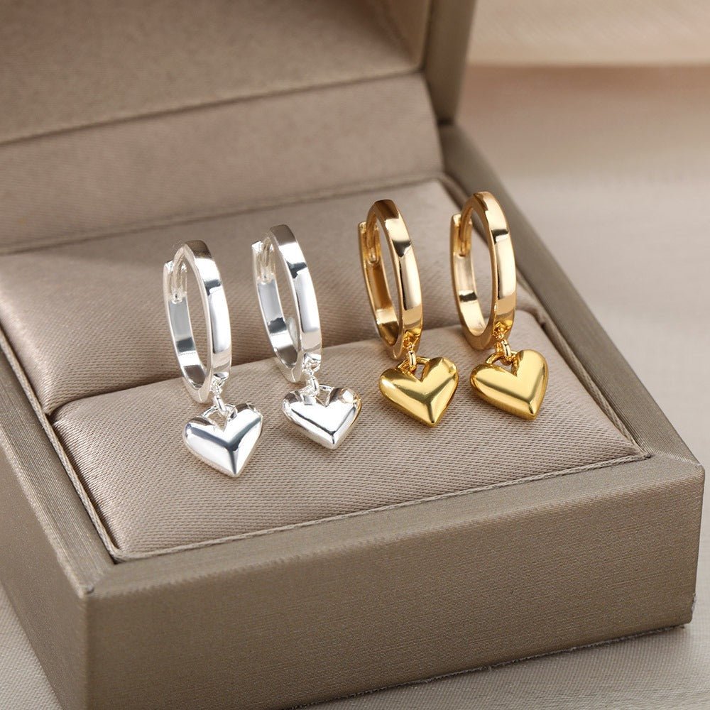 18K gold geometric inlaid gemstone design light luxury fashion earrings - PetPoy Shop