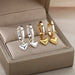 18K gold geometric inlaid gemstone design light luxury fashion earrings - PetPoy Shop