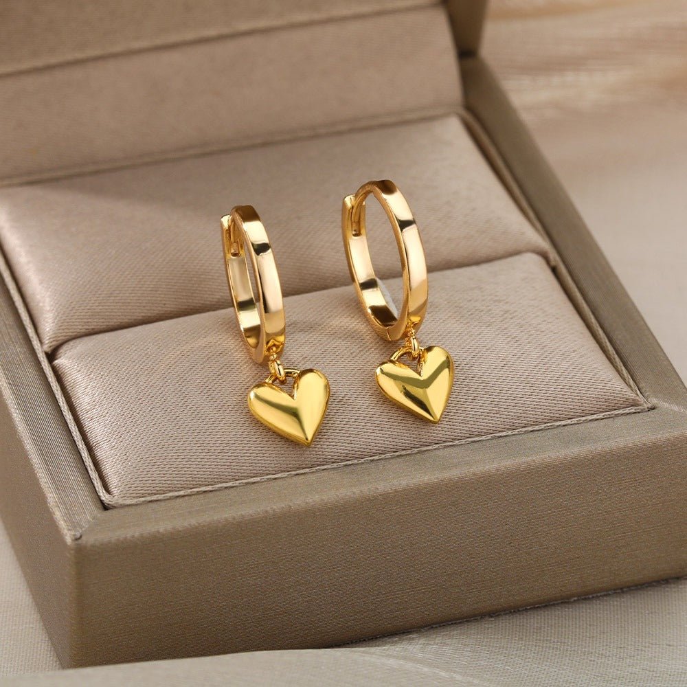 18K gold geometric inlaid gemstone design light luxury fashion earrings - PetPoy Shop