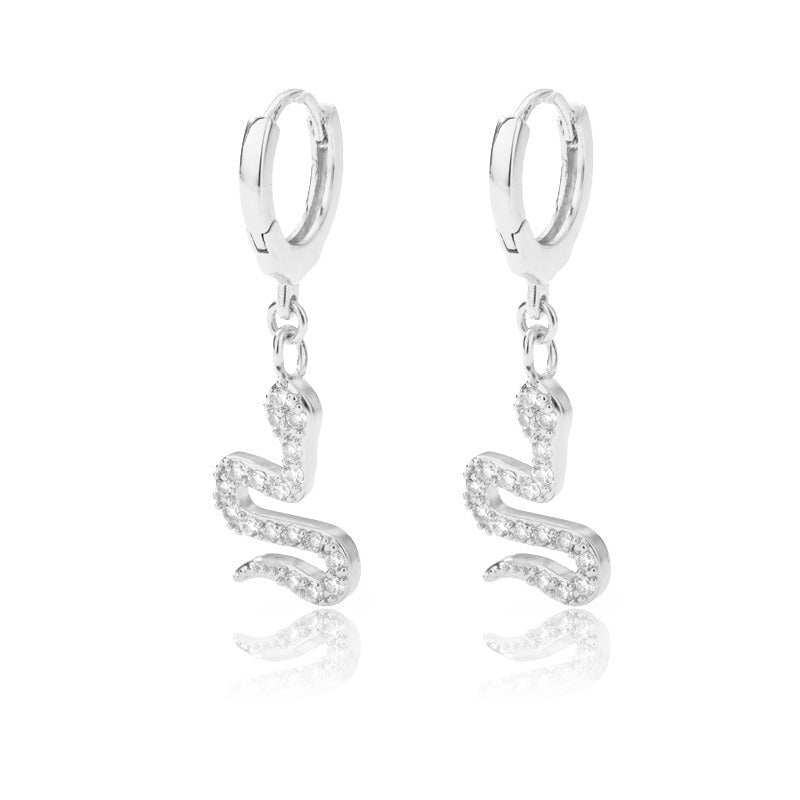 18K gold geometric inlaid gemstone design light luxury fashion earrings - PetPoy Shop