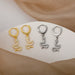18K gold geometric inlaid gemstone design light luxury fashion earrings - PetPoy Shop
