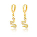 18K gold geometric inlaid gemstone design light luxury fashion earrings - PetPoy Shop