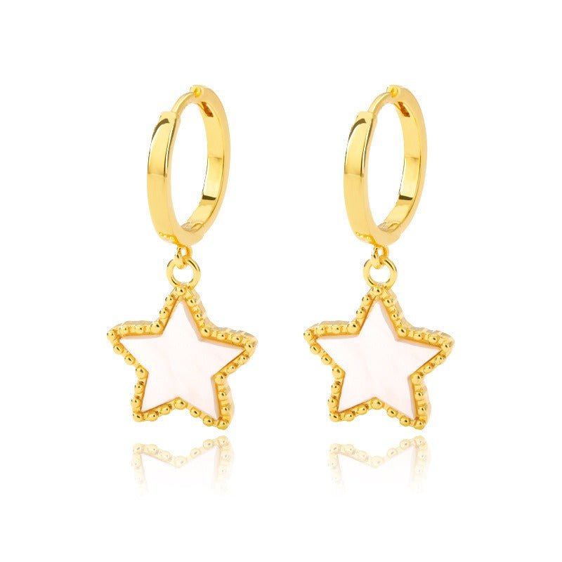 18K gold geometric inlaid gemstone design light luxury fashion earrings - PetPoy Shop