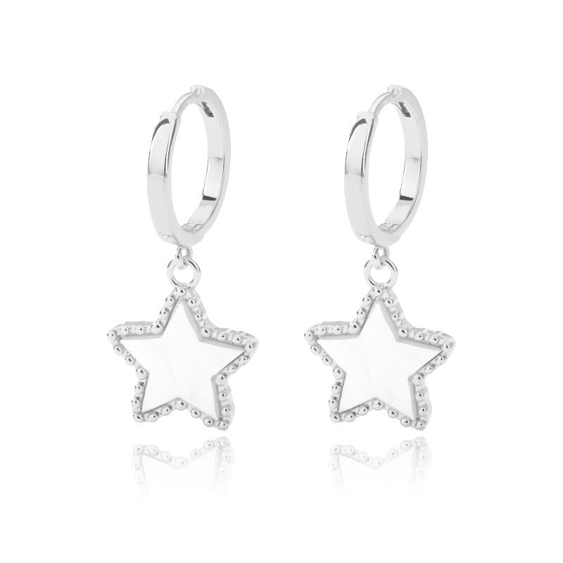 18K gold geometric inlaid gemstone design light luxury fashion earrings - PetPoy Shop