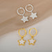 18K gold geometric inlaid gemstone design light luxury fashion earrings - PetPoy Shop