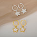 18K gold geometric inlaid gemstone design light luxury fashion earrings - PetPoy Shop