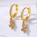 18K gold geometric inlaid gemstones exquisite design dazzling earrings - PetPoy Shop