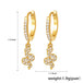 18K gold geometric inlaid gemstones exquisite design dazzling earrings - PetPoy Shop