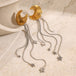 18K gold moon and star with tassel design high - end earrings - PetPoy Shop