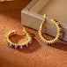 18K gold O - shaped gemstone - inlaid earrings with a light luxury style - PetPoy Shop