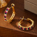 18K gold O - shaped gemstone - inlaid earrings with a light luxury style - PetPoy Shop