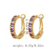 18K gold O - shaped gemstone - inlaid earrings with a light luxury style - PetPoy Shop