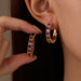 18K gold O - shaped gemstone - inlaid earrings with a light luxury style - PetPoy Shop