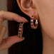 18K gold O - shaped gemstone - inlaid earrings with a light luxury style - PetPoy Shop
