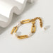 18K Gold Rectangular Chain with Pearl Design High - End Bracelet - PetPoy Shop