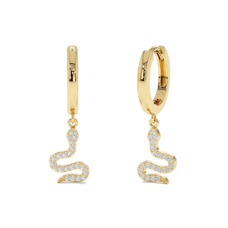 18K gold snake - shaped inlaid gemstones with exquisite and noble design earrings - PetPoy Shop