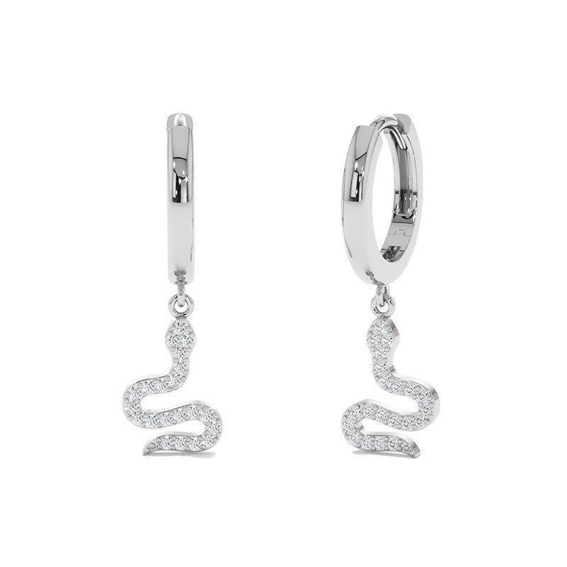 18K gold snake - shaped inlaid gemstones with exquisite and noble design earrings - PetPoy Shop