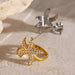 18K Gold Starfish Shape Diamond Design Luxury Ring - PetPoy Shop