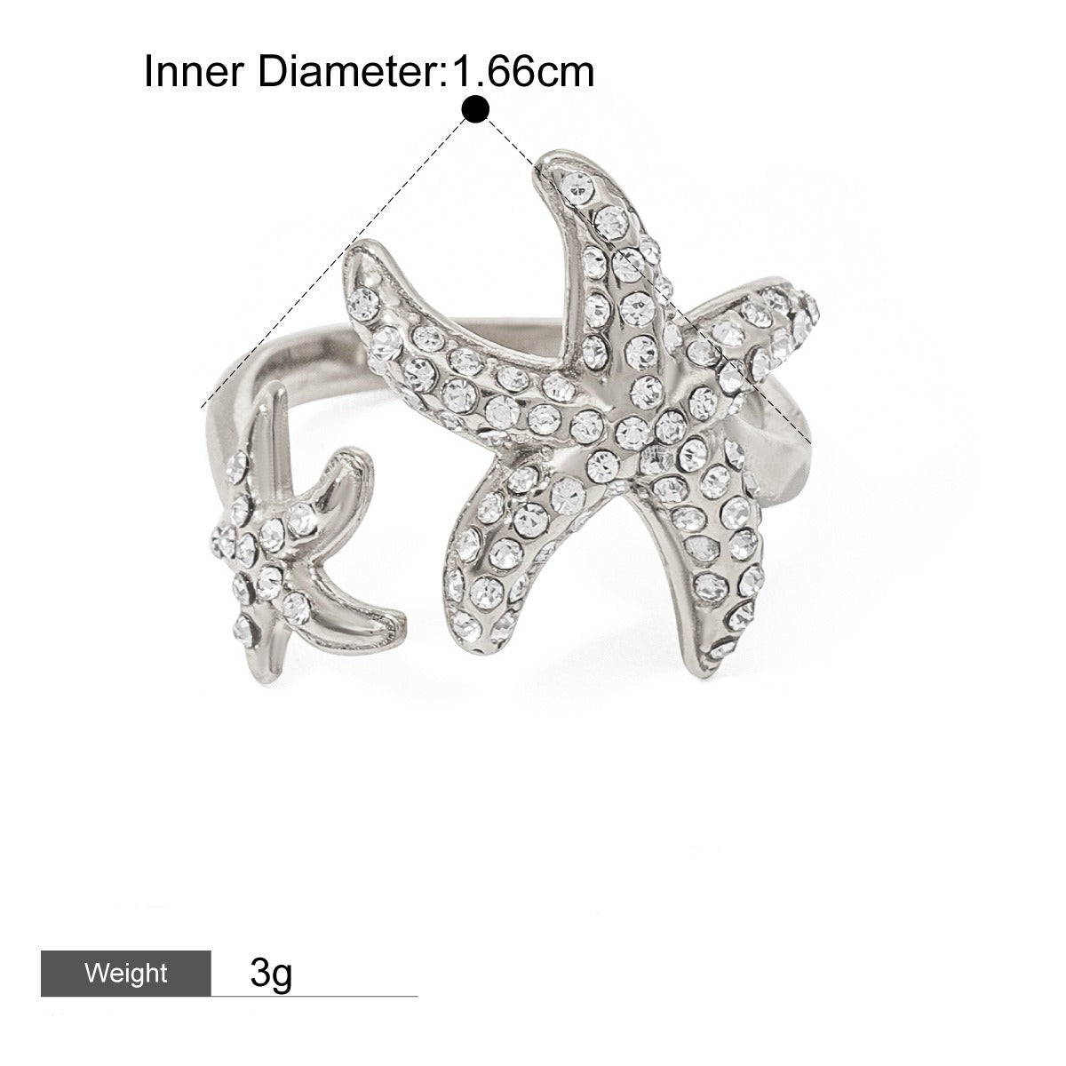18K Gold Starfish Shape Diamond Design Luxury Ring - PetPoy Shop