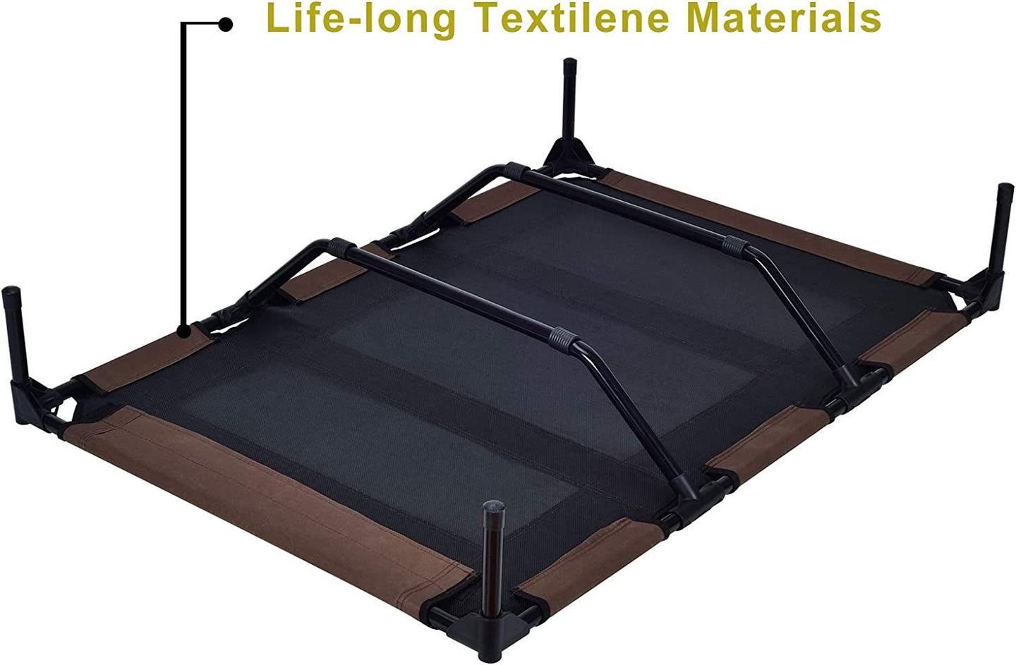 Elevated Pet Cot with Canopy, Portable Raised Pet Cot for Camping or Beach, Removable Canopy, Durable 1680D Oxford Fabric Raised Mesh Cot, Breathable Cooling Outdoor Dog Bed (Large, Brown) - PetPoy Shop