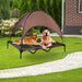 Elevated Pet Cot with Canopy, Portable Raised Pet Cot for Camping or Beach, Removable Canopy, Durable 1680D Oxford Fabric Raised Mesh Cot, Breathable Cooling Outdoor Dog Bed (Large, Brown) - PetPoy Shop