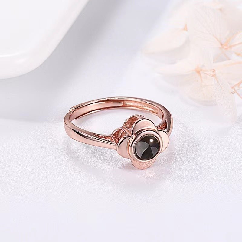 Fashionable and simple four - leaf clover projection ring - PetPoy Shop