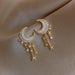New Trendy Moon Dangle Earrings For Women Temperament Pearl Cherry Cat Rhinestone Pendant Earring Girl Party Jewelry Gift - PetPoy Shop