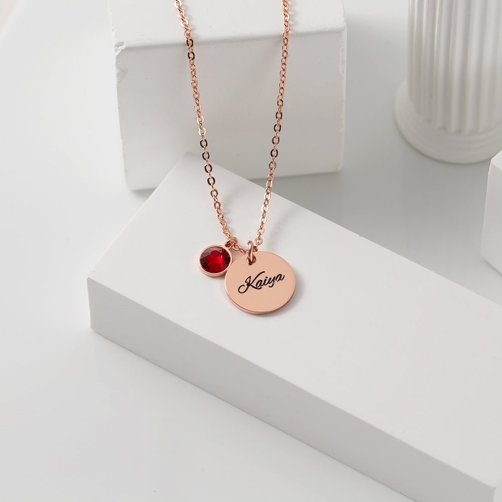 S925 Silver Light luxury fashion medal with birthstone can be customized name design all - match bracelet - PetPoy Shop