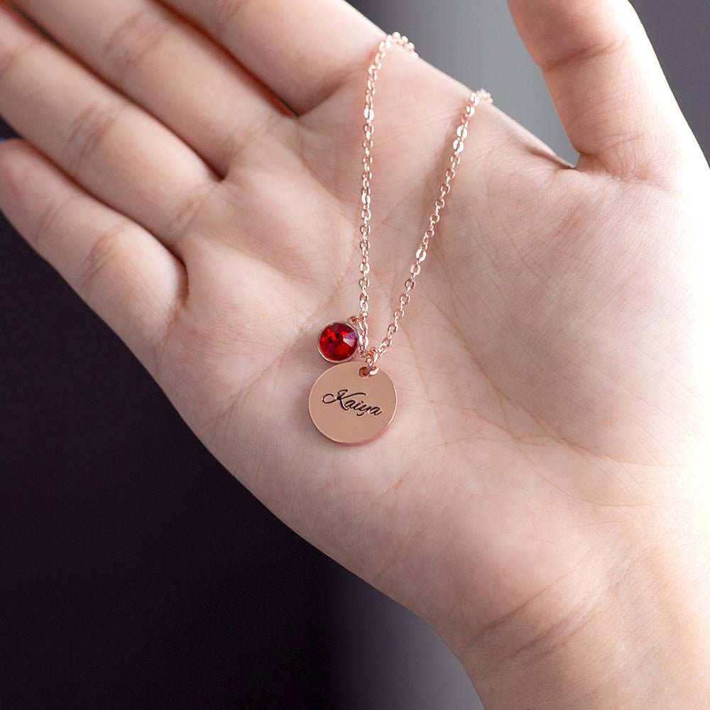 S925 Silver Light luxury fashion medal with birthstone can be customized name design all - match bracelet - PetPoy Shop