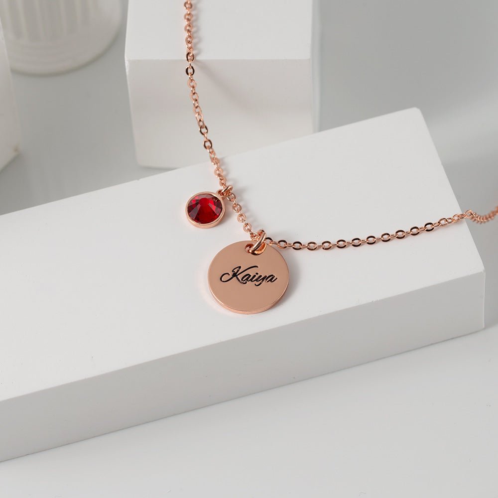 S925 Silver Light luxury fashion medal with birthstone can be customized name design all - match bracelet - PetPoy Shop