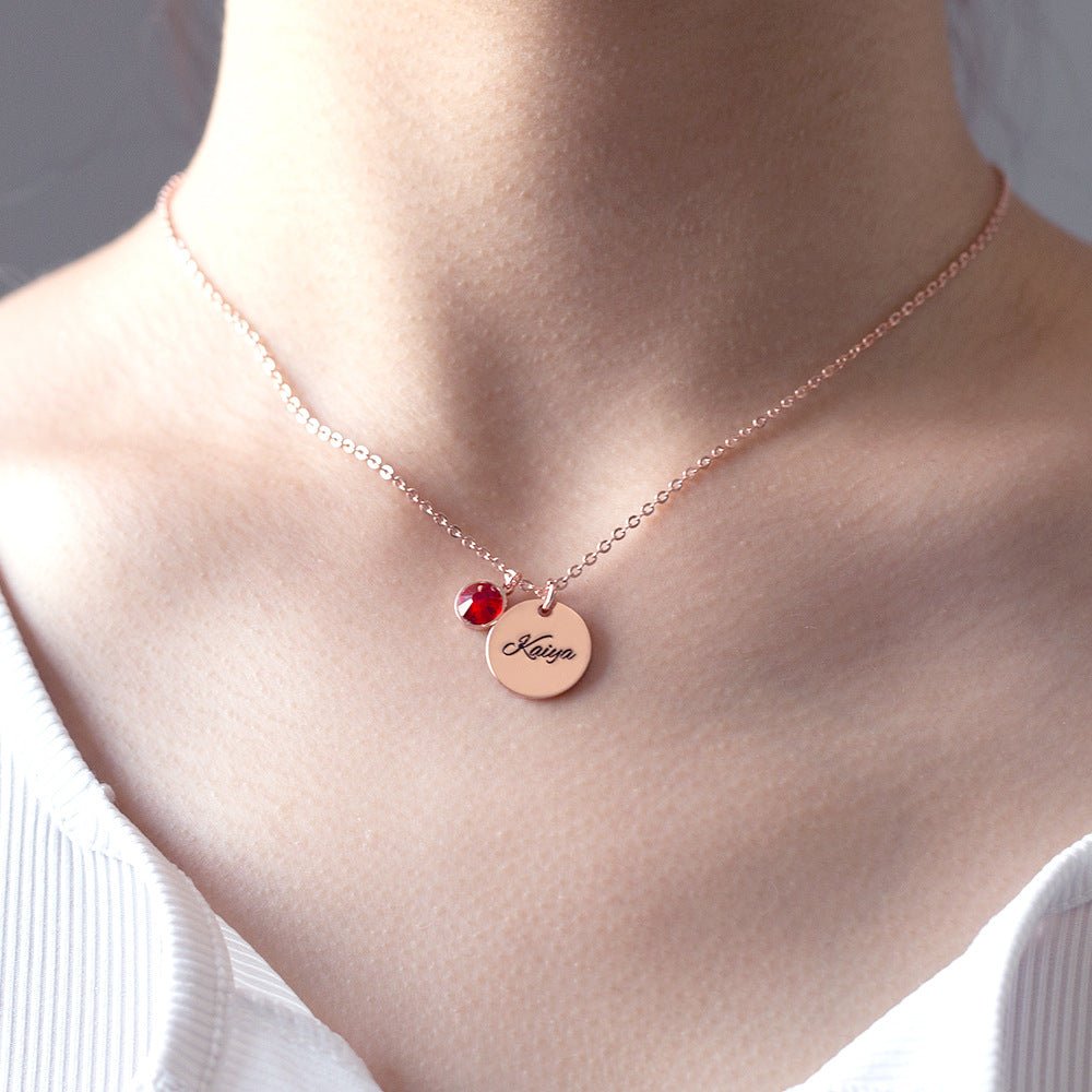 S925 Silver Light luxury fashion medal with birthstone can be customized name design all - match bracelet - PetPoy Shop