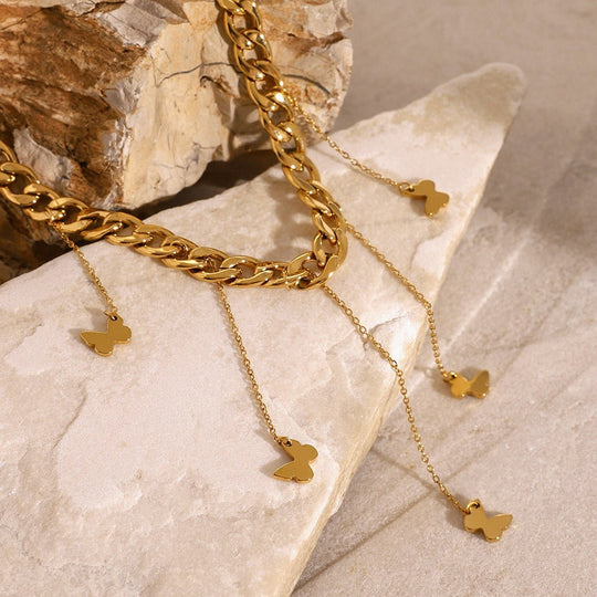 18K Gold Bow Tassel Design Luxury Necklace - PetPoy Shop
