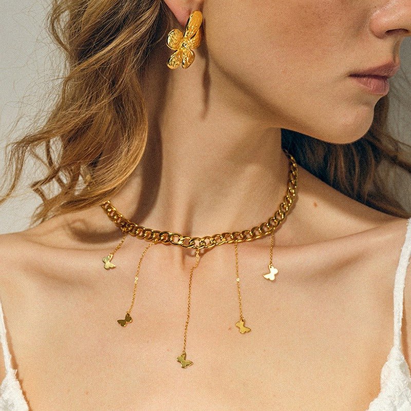 18K Gold Bow Tassel Design Luxury Necklace - PetPoy Shop