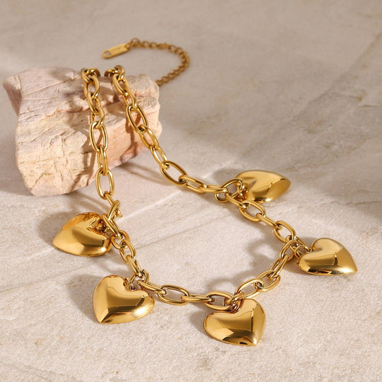 18K gold chain with heart - shaped design high - end necklace - PetPoy Shop