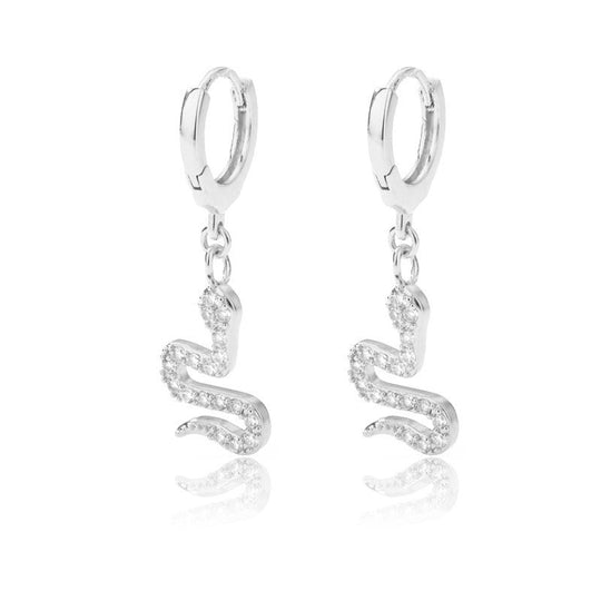 18K gold geometric inlaid gemstone design light luxury fashion earrings - PetPoy Shop