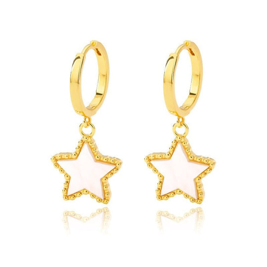 18K gold geometric inlaid gemstone design light luxury fashion earrings - PetPoy Shop