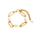 18K Gold Rectangular Chain with Pearl Design High - End Bracelet - PetPoy Shop
