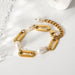 18K Gold Rectangular Chain with Pearl Design High - End Bracelet - PetPoy Shop