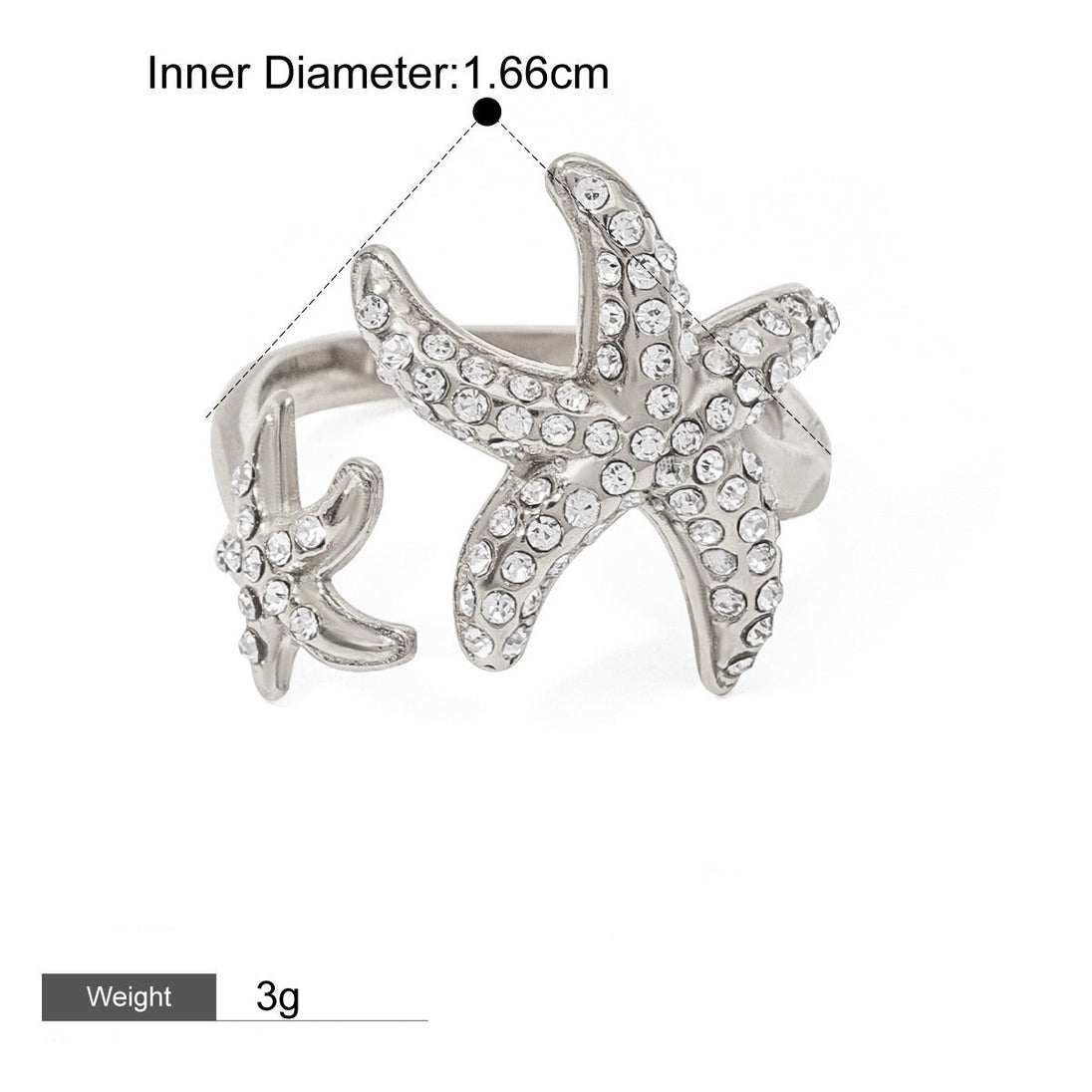 18K Gold Starfish Shape Diamond Design Luxury Ring - PetPoy Shop