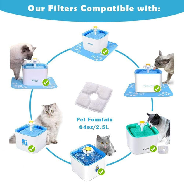 8 - Pack Cat Water Fountain Filter, Replacement Fountain Filters for Square 84Oz/2.5L Automatic Pet Fountain Cat Water Fountain - PetPoy Shop