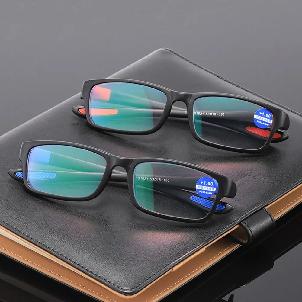 Reading Glasses Men Women Sports Anti-Blue Light Reading Eyewear Black Red TR90 Frame Presbyopia Eyeglasses +100 To+400 Glasses
