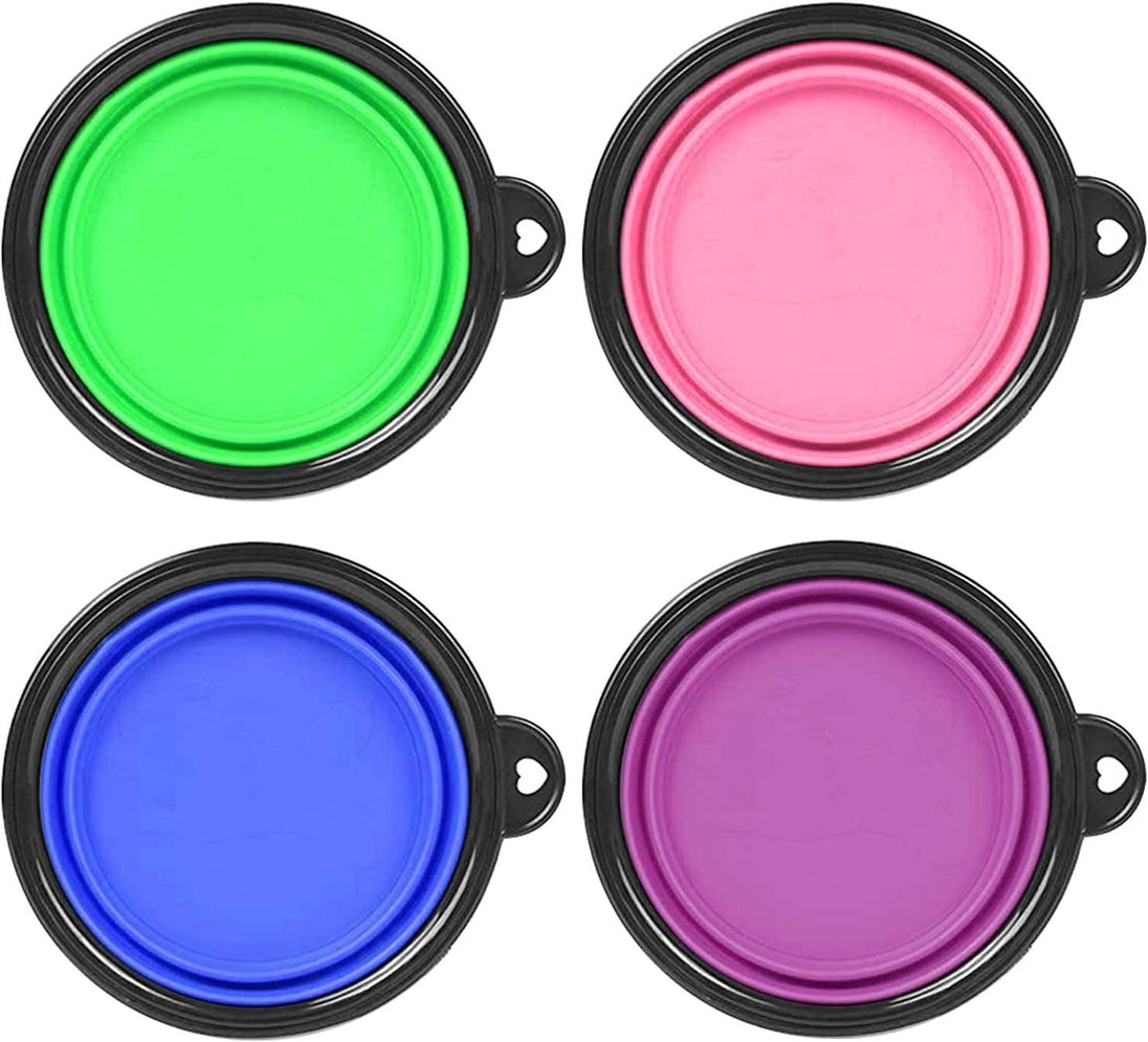 Collapsible Dog Bowl, 4 Pack Portable Silicone Travel Dog Cat Bowls, Pet Water Food Feeding Bowl with Carabiners for Walking Park Hiking - PetPoy Shop