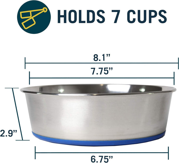 Ourpet'S Durapet Premium Dishwasher Safe Stainless Steel Dog Bowl for Food or Water [Multiple Sizes for Small to Large Dogs] in Traditional or Wide Base Design - 8 CUP - PetPoy Shop