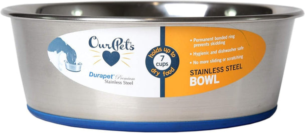 Ourpet'S Durapet Premium Dishwasher Safe Stainless Steel Dog Bowl for Food or Water [Multiple Sizes for Small to Large Dogs] in Traditional or Wide Base Design - 8 CUP - PetPoy Shop