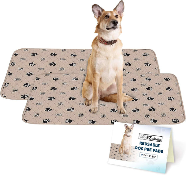 Reusable Dog Pee Pads, Washable Waterproof Mats for Potty Training or Whelping Pads, Puppy Pad with Rounded Corners, 24X36 Inch, 2 Pack - PetPoy Shop