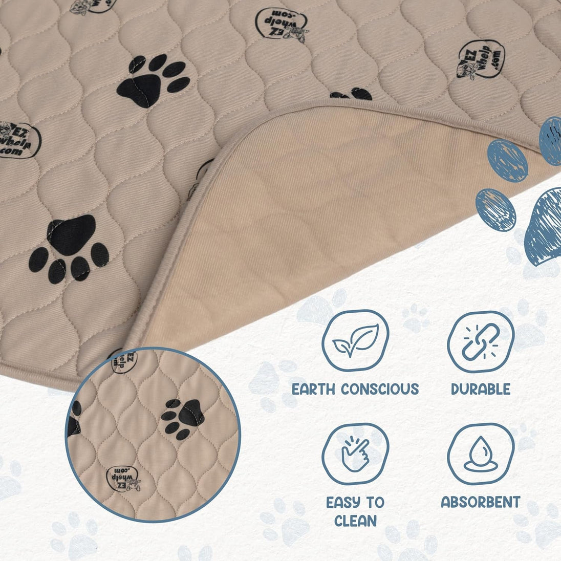 Reusable Dog Pee Pads, Washable Waterproof Mats for Potty Training or Whelping Pads, Puppy Pad with Rounded Corners, 24X36 Inch, 2 Pack - PetPoy Shop